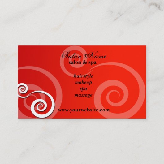 Cartes de visite de rouge de salon et de spa (Devant)