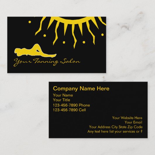 Cartes de visite de salon de bronzage (Devant / Derrière)