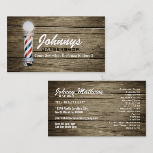 Cartes de visite de salon de coiffure (Devant / Derrière)