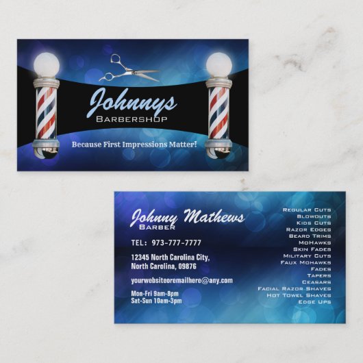 Cartes de visite de salon de coiffure (Devant / Derrière)