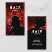 Cartes de visite de salon de coiffure rouges (Devant / Derrière)