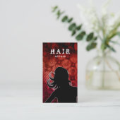 Cartes de visite de salon de coiffure rouges (Debout devant)
