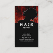 Cartes de visite de salon de coiffure rouges (Dos)