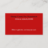 Cartes de visite de sapeur-pompier (Dos)