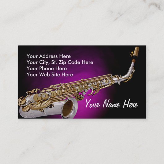 Cartes de visite de saxophone (Devant)