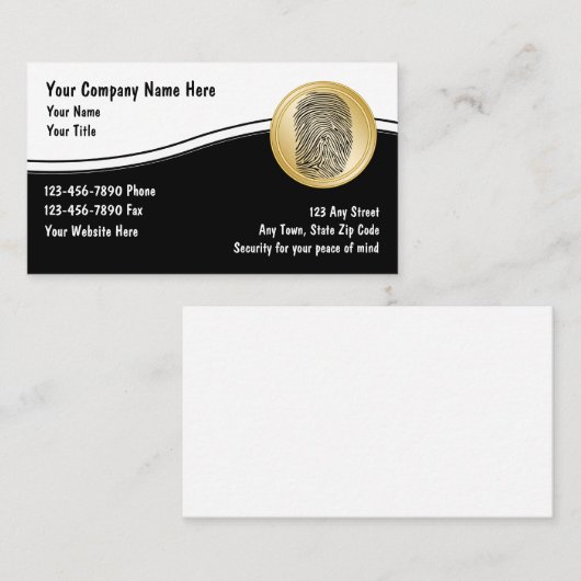 Cartes de visite de sécurité (Devant / Derrière)