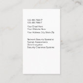 Cartes de visite de sécurité (Dos)
