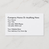 Cartes de visite de sécurité (Dos)