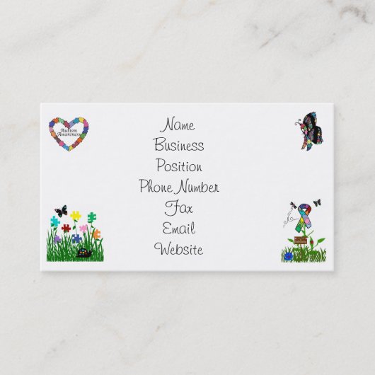 Cartes de visite de sensibilisation sur l'autisme (Devant)