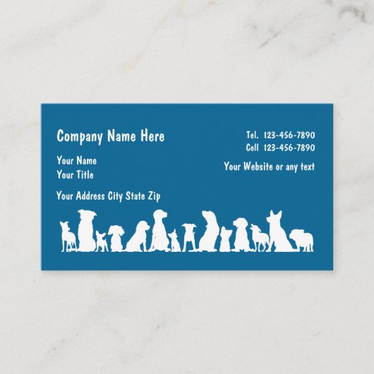 Cartes de visite de Servic d'animal familier (Devant)