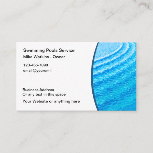 Cartes de visite de service de pool cool (Devant)