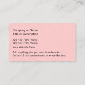 Cartes de visite de service pour animaux (Dos)