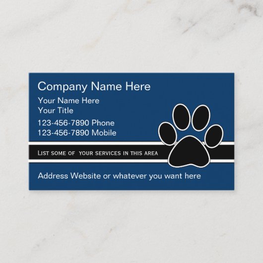 Cartes de visite de service pour animaux (Devant)