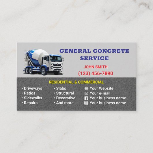 Cartes de visite de services concrets (Devant)