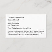 Cartes de visite de services électriques électrici (Dos)