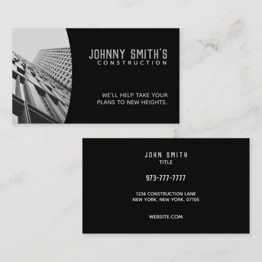 Cartes de visite de slogans de construction (Devant / Derrière)
