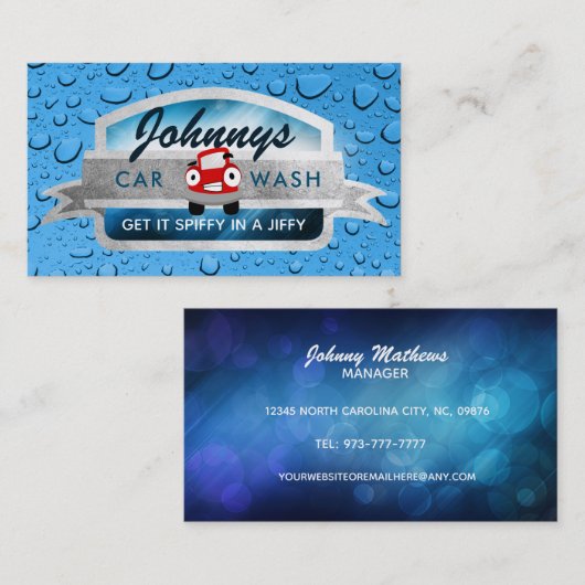 Cartes de visite de slogans de station de lavage (Devant / Derrière)