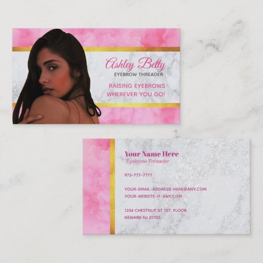 Cartes de visite de slogans de Threader de sourcil (Devant / Derrière)