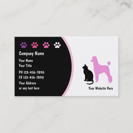 Cartes de visite de soin des animaux familiers (Devant)