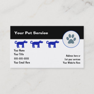 Cartes de visite de soin des animaux familiers
