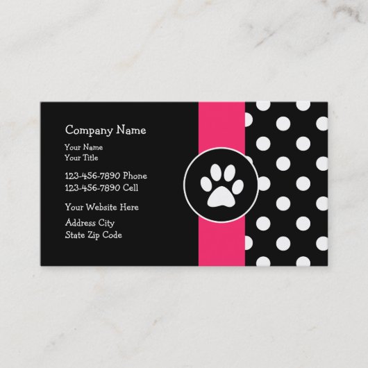 Cartes de visite de soin des animaux familiers (Devant)