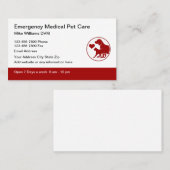 Cartes de visite de soins d'urgence pour animaux d (Devant / Derrière)
