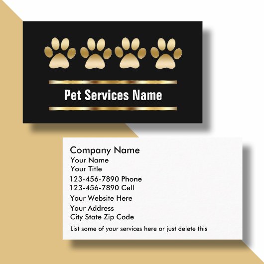 Cartes de visite de soins pour animaux