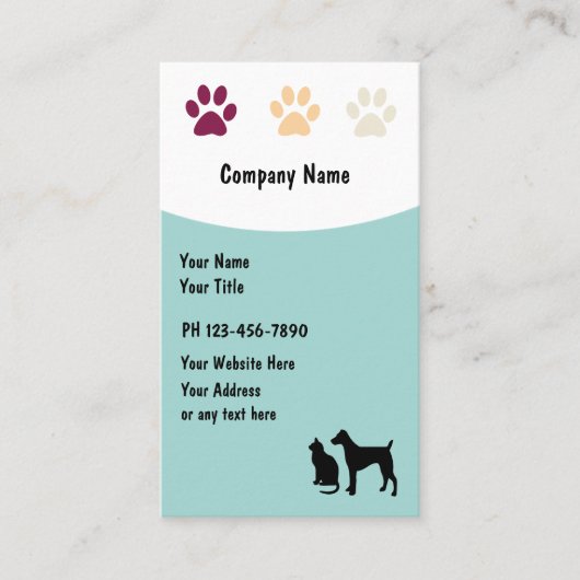 Cartes de visite de soins pour animaux (Devant)