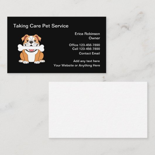 Cartes de visite de soins pour animaux de compagni (Devant / Derrière)