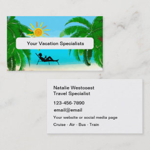 Cartes de visite de spécialiste d'agent de voyages