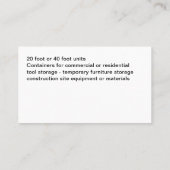 Cartes de visite de stockage de conteneurs de fret (Dos)