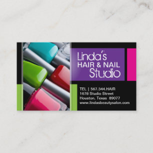 Cartes de visite de studio de cheveux et d'ongle