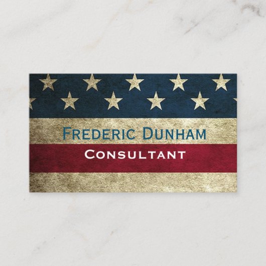 Cartes de visite de style rustique avec drapeau am (Devant)