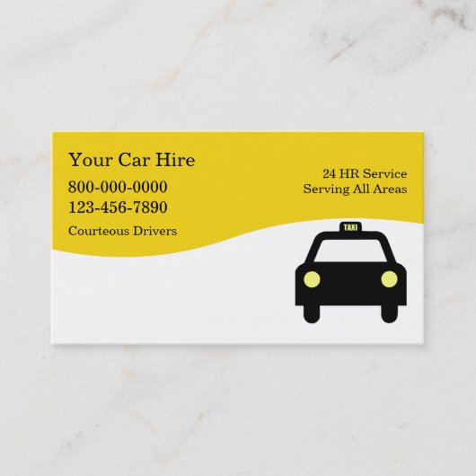 Cartes de visite de taxi (Devant)