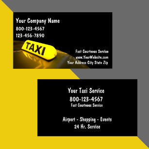 Cartes de visite de taxi