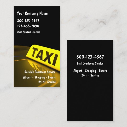Cartes de visite de taxi (Devant / Derrière)