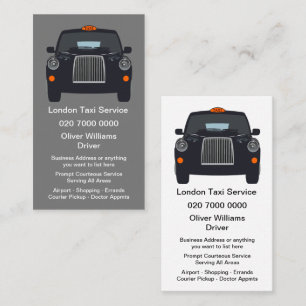 Cartes de visite de taxi londonien recto-verso