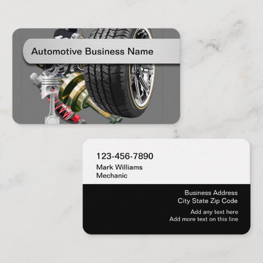 Cartes de visite de thème automobile cool (Devant / Derrière)