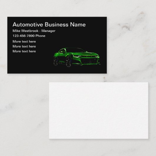 Cartes de visite de thème automobile cool (Devant / Derrière)