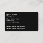 Cartes de visite de thème de la photographie uniqu (Dos)