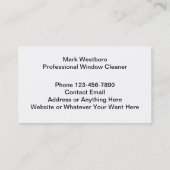 Cartes de visite de thème de lave-fenêtre professi (Dos)