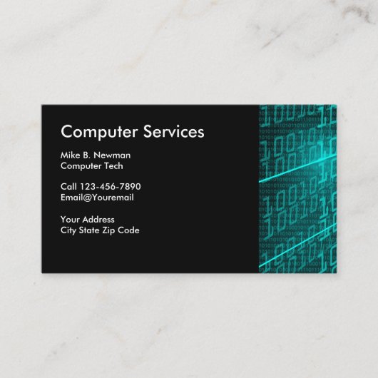 Cartes de visite de thème de l'ordinateur (Devant)