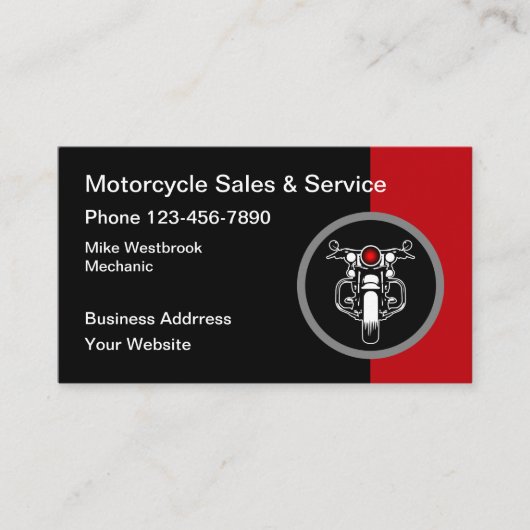 Cartes de visite de thème de moto cool (Devant)