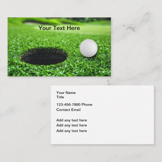 Cartes de visite de thème de terrain de golf Desig (Devant / Derrière)