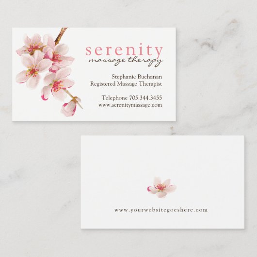 Cartes de visite de thérapeute de massage (Devant / Derrière)