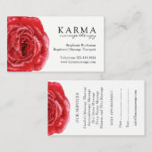 Cartes de visite de thérapeute de massage de rose (Devant / Derrière)