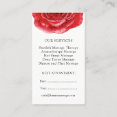 Cartes de visite de thérapeute de massage de rose (Dos)