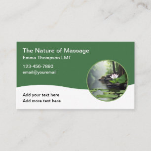Cartes de visite de thérapeute en massage agréé