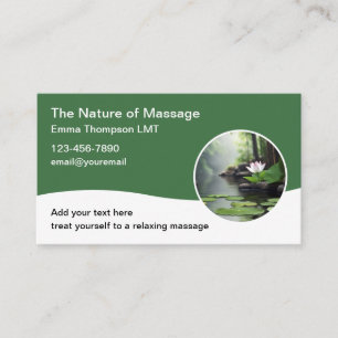 Cartes de visite de thérapeute en massage sur le t