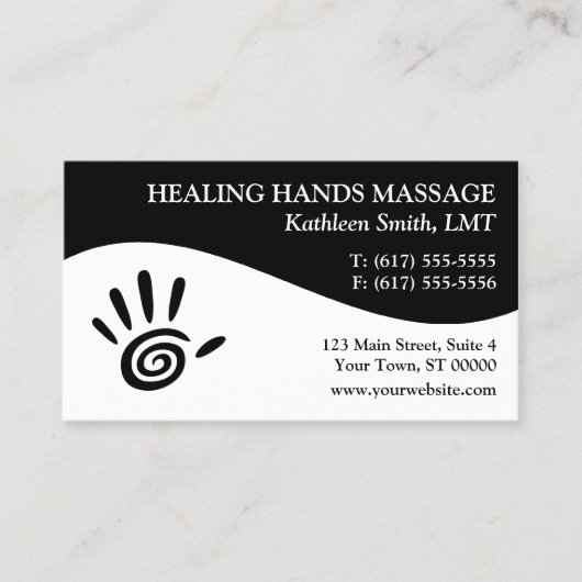 Cartes de visite de thérapie de massage (Devant)